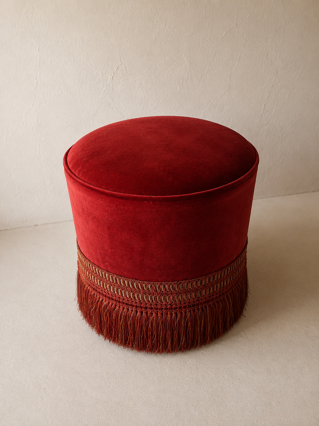 Jaipur Velvet Fringe footstool