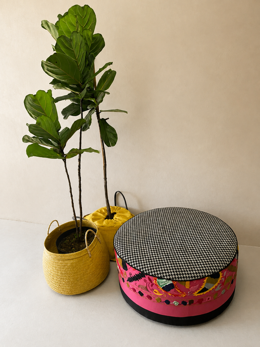 Bagru Houndstooth Ottoman