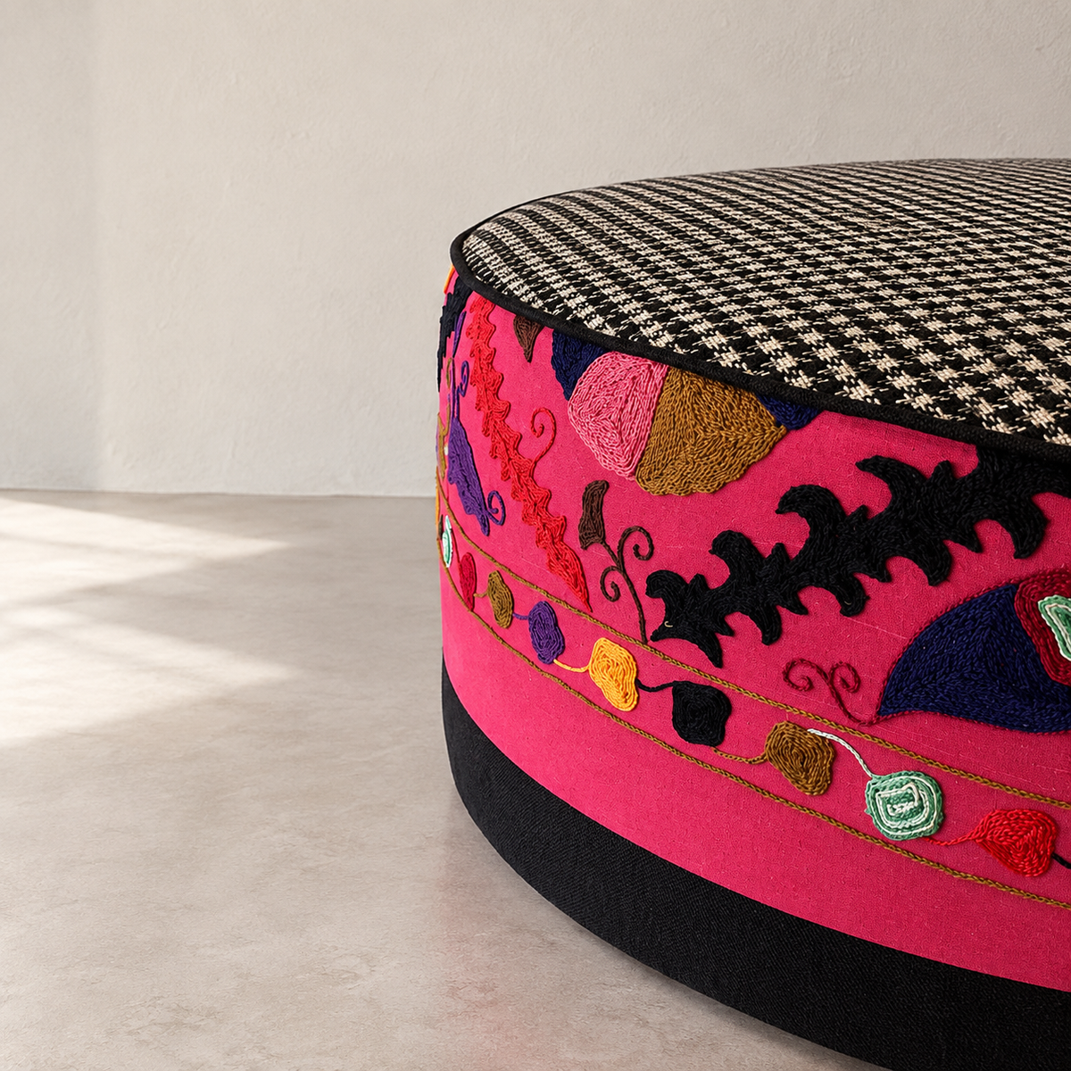 Bagru Houndstooth Ottoman