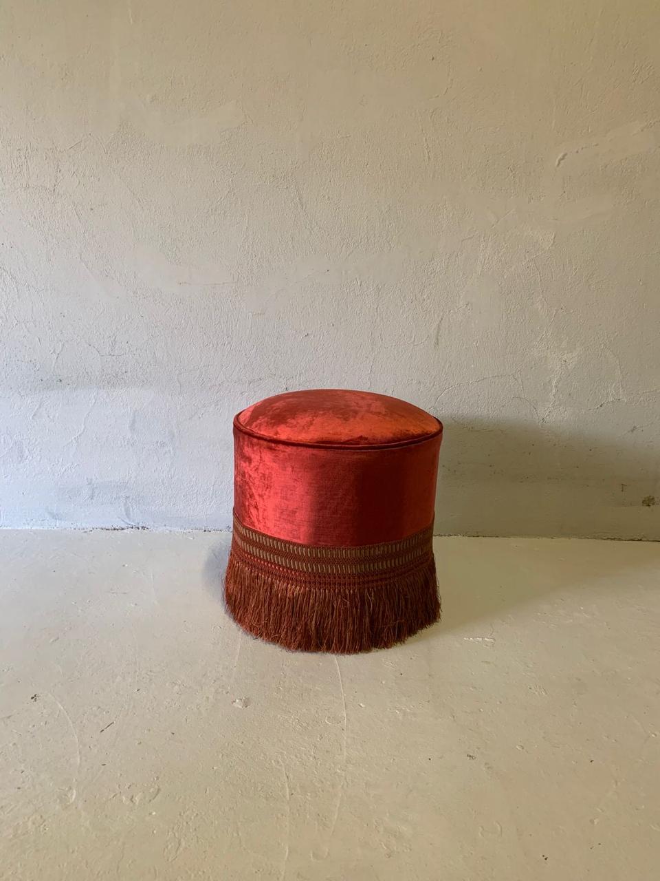 Jaipur Velvet Fringe footstool