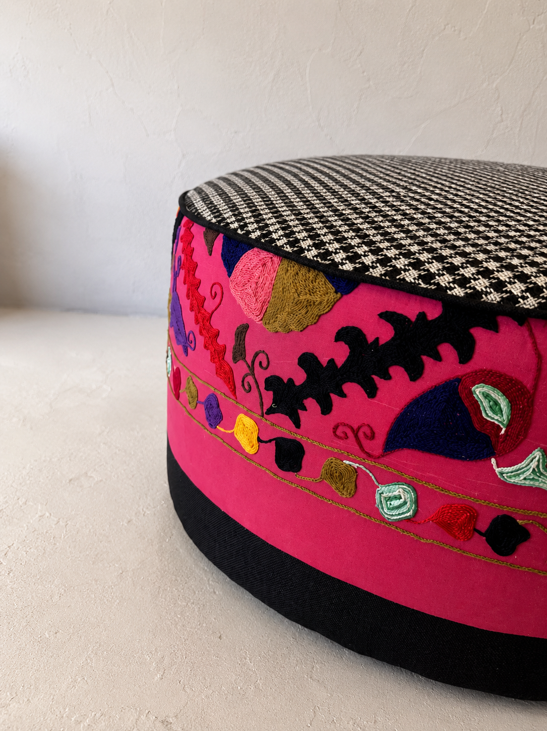 Bagru Houndstooth Ottoman