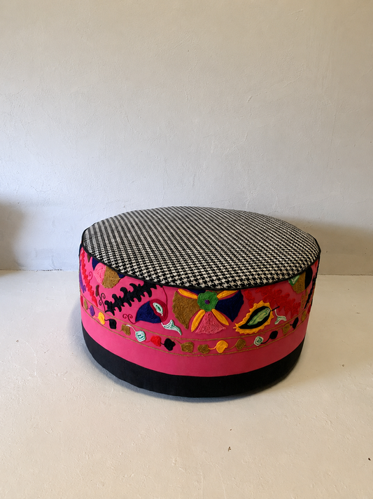 Bagru Houndstooth Ottoman
